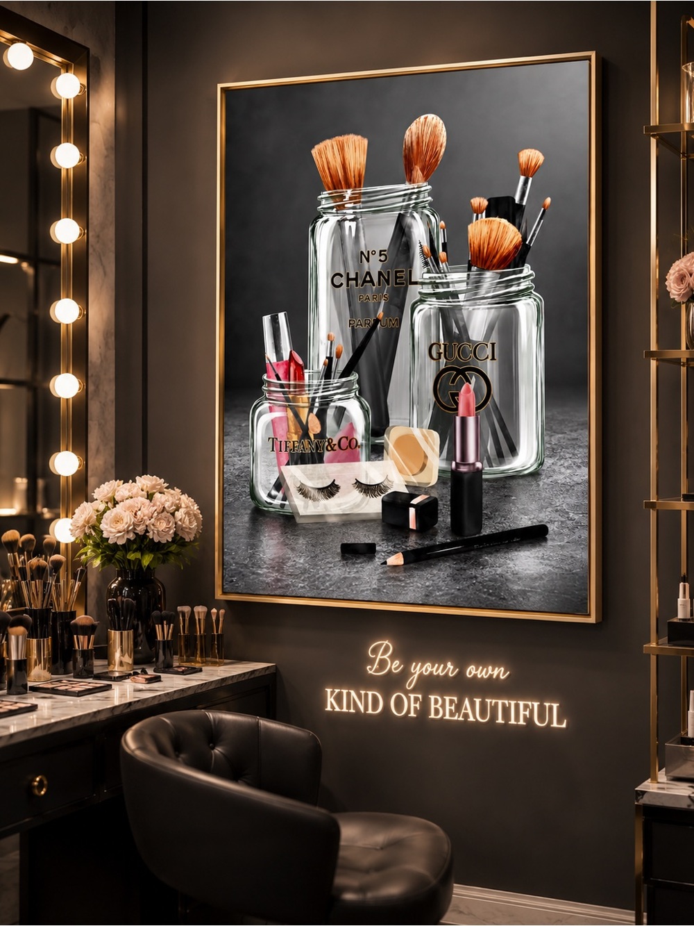 Designer Glam Makeup Vanity Wall Art Print Chanel Gucci Tiffany 8x10 - Picture 2 of 5